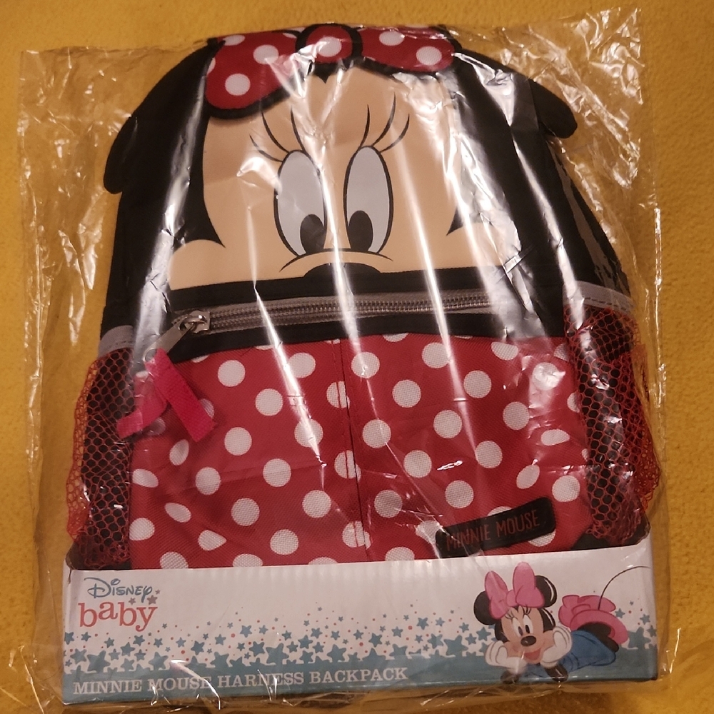 Minnie Mouse Backpack w/ baby tether. Insulated pouch + front pocket & 2 sides